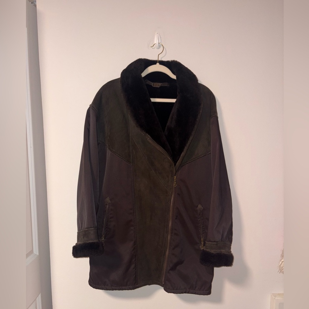 Women’s Neiman Marcus Jacques Jekel Suede Shearling Coat 8 Vintage